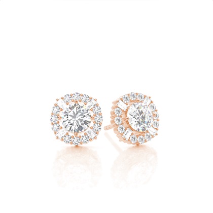 Rose Gold Halo Diamond Earrings