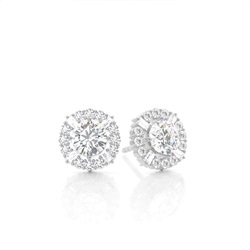 4 Prong Setting Round Diamond Halo Earring