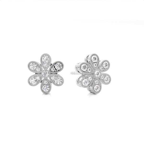 Prong Setting Round Diamond Cluster Earrings
