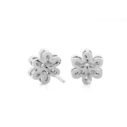 Prong Setting Round Diamond Cluster Earrings