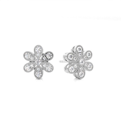 Prong Setting Round Diamond Cluster Earrings