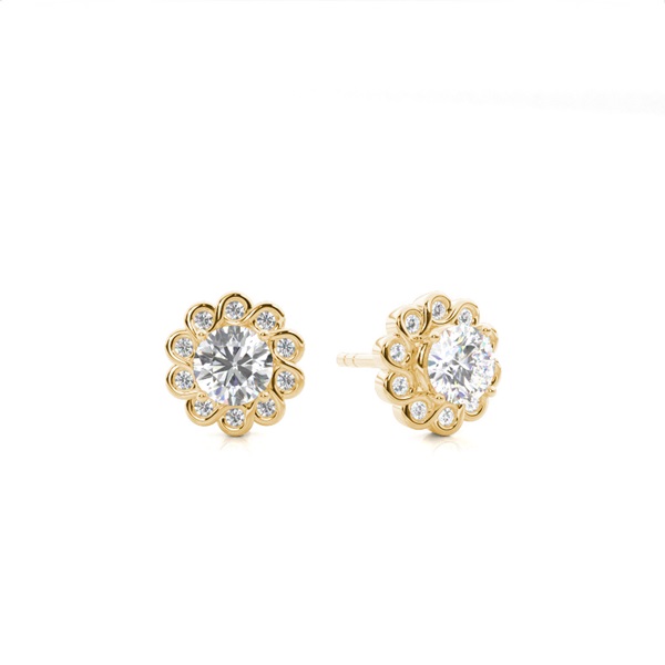 4 Prong Setting Round Diamond Halo Earring