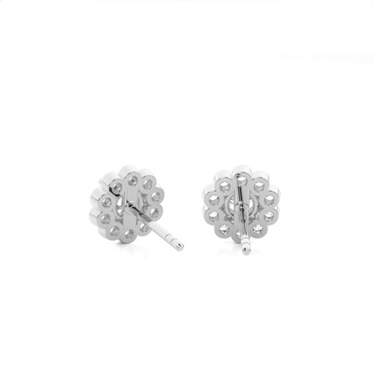 4 Prong Setting Round Diamond Halo Earring