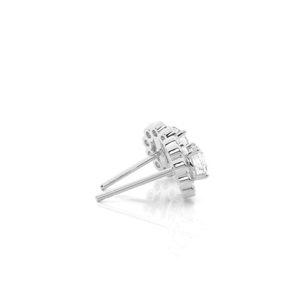 4 Prong Setting Round Moissanite Halo Earring