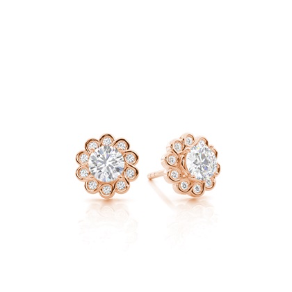 4 Prong Setting Round Moissanite Halo Earring