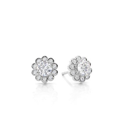 4 Prong Setting Round Moissanite Halo Earring