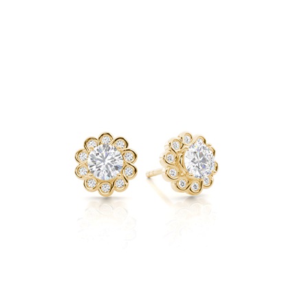 4 Prong Setting Round Moissanite Halo Earring