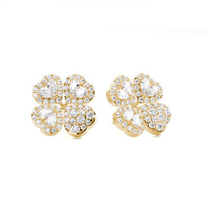 Yellow Gold Designer Diamond Earrings