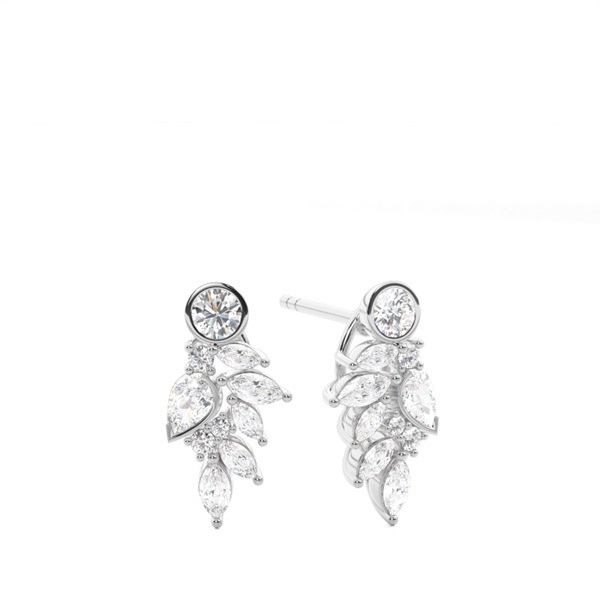 Prong Setting Round Diamond Designer Earrings