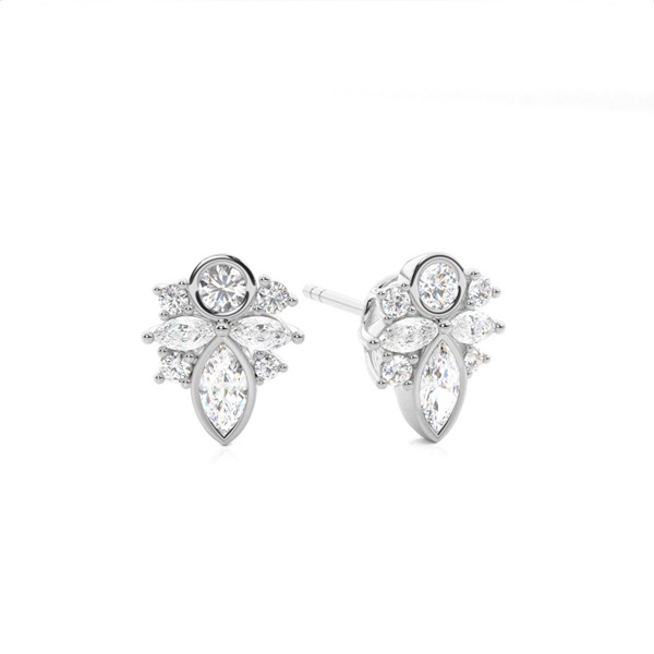 Prong Setting Round Diamond Designer Earrings