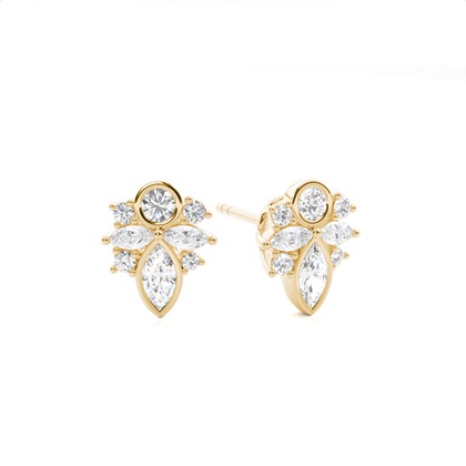 Yellow Gold Designer Diamond Earrings