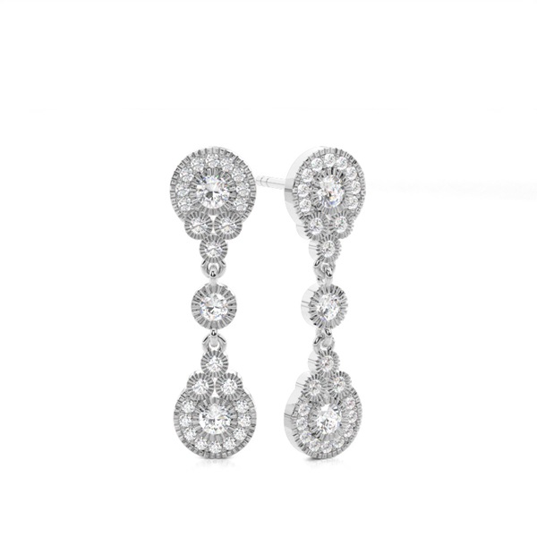 Illusion Setting Round Diamond Journey Earrings