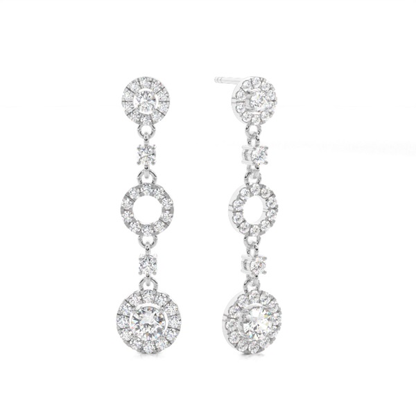 4 Prong Setting Round Diamond Journey Earrings