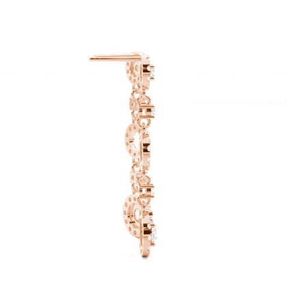 Round Rose Gold Drop Diamond Earrings