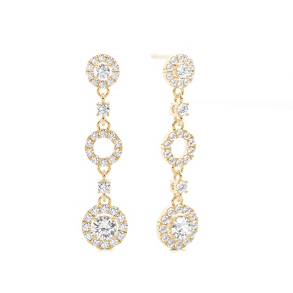 4 Prong Setting Round Diamond Journey Earrings