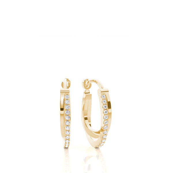 Prong Setting Round Diamond Hoop Earrings