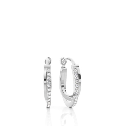 Prong Setting Round Diamond Hoop Earrings