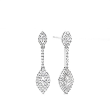 White Gold Drop Diamond Earrings