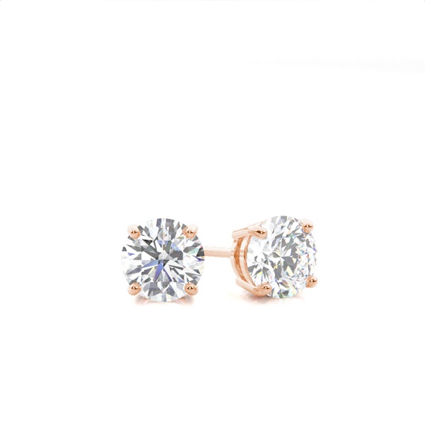 4 Prong Setting Round Diamond Stud Earring