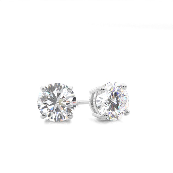 4 Prong Setting Round Diamond Stud Earring