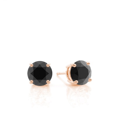 Round Black Diamond Stud Earrings