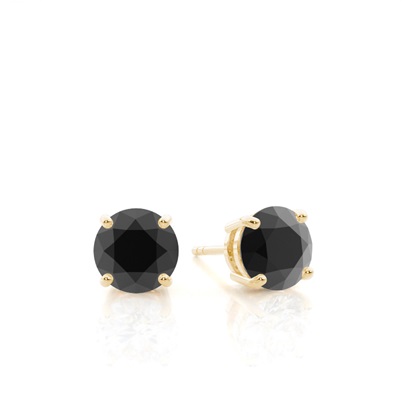 Round Black Diamond Stud Earrings