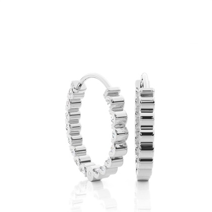 White Gold Round Diamond Hoop Earrings