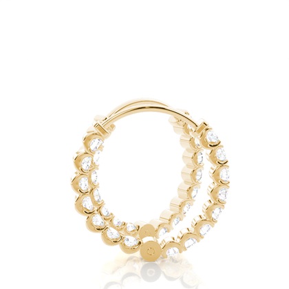 Yellow Gold Diamond Hoop Diamond Earrings