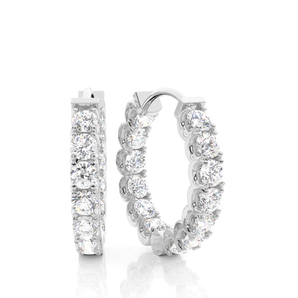 4 Prong Setting Round Diamond Hoop Earring