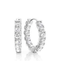 White Gold Round Diamond Hoop Earrings