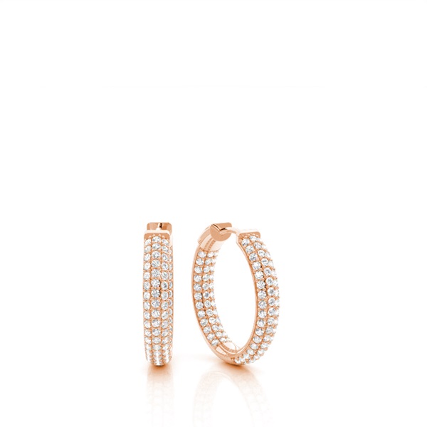 White Gold Round Diamond Hoop Earrings