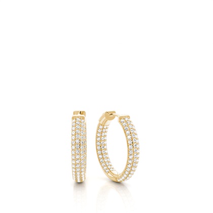 Yellow Gold Diamond Hoop Diamond Earrings