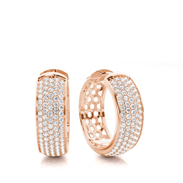 White Gold Round Diamond Hoop Earrings