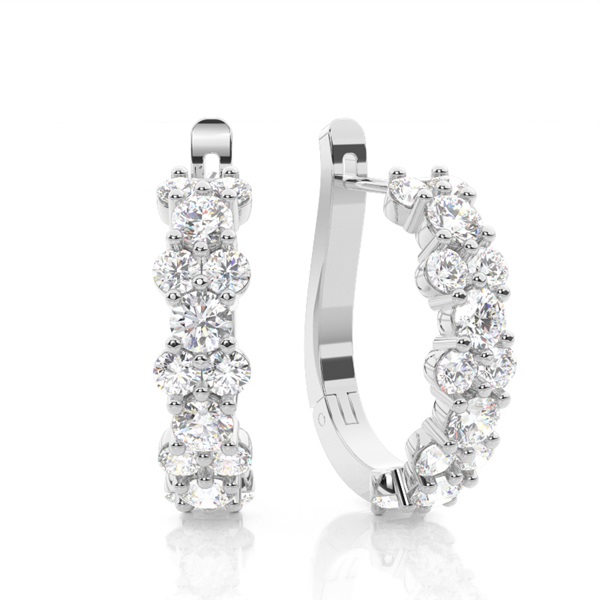 White Gold Round Diamond Hoop Earrings
