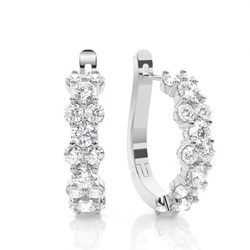 White Gold Round Diamond Hoop Earrings