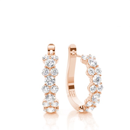 White Gold Round Diamond Hoop Earrings