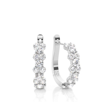 White Gold Round Diamond Hoop Earrings