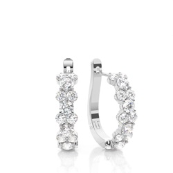 White Gold Round Diamond Hoop Earrings