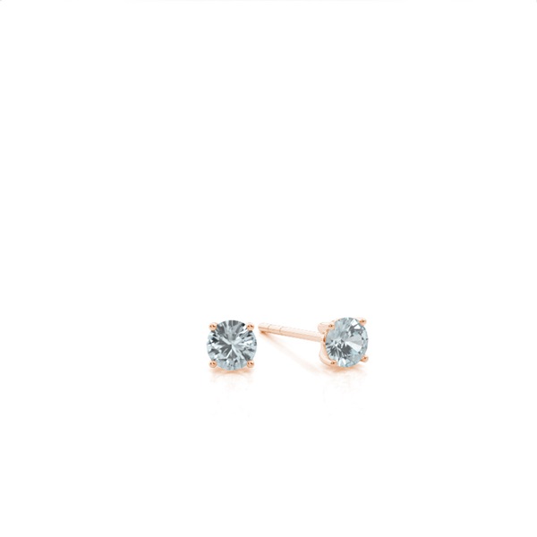4 Prong Setting Round Aquamarine Stud Earring