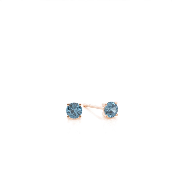 4 Prong Setting Round Blue Topaz Stud Earring