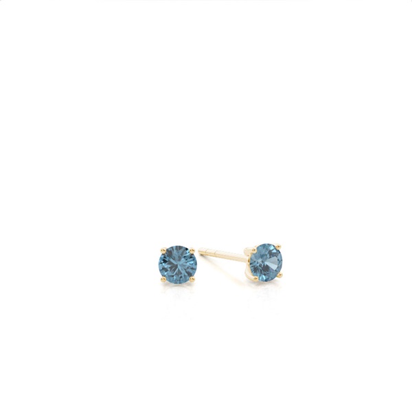 4 Prong Setting Round Blue Topaz Stud Earring