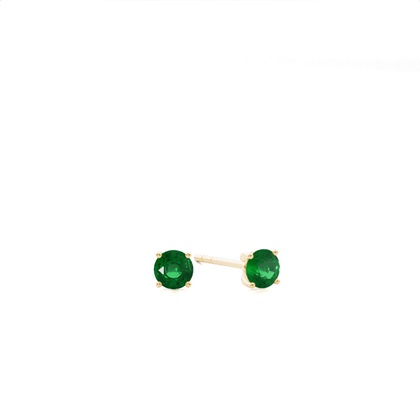 4 Prong Setting Round Emerald Stud Earring