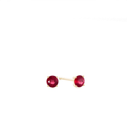 4 Prong Setting Round Ruby Stud Earring