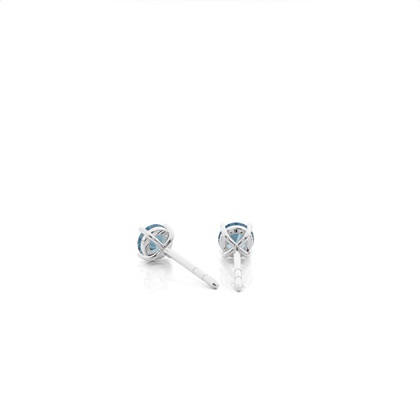 4 Prong Setting Round Blue Topaz Stud Earring