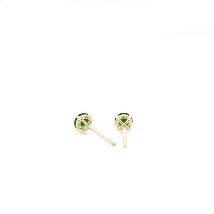 4 Prong Setting Round Emerald Stud Earring