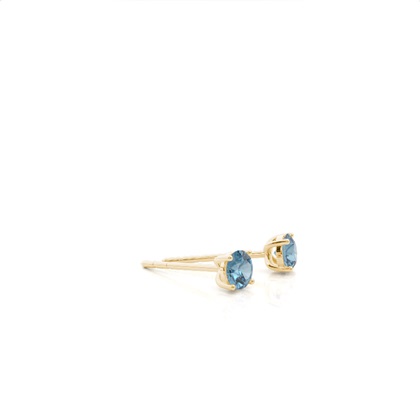 4 Prong Setting Round Blue Topaz Stud Earring