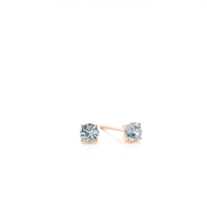 4 Prong Setting Round Aquamarine Stud Earring