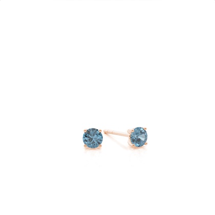 4 Prong Setting Round Blue Topaz Stud Earring
