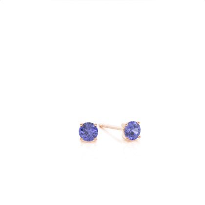 4 Prong Setting Round Tanzanite Stud Earring