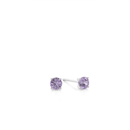 4 Prong Setting Round Amethyst Stud Earring